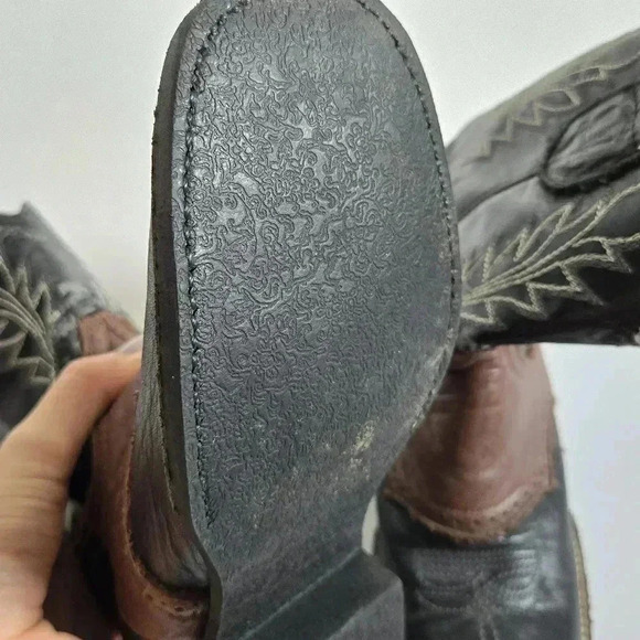 Verthali exotic black leather cowboy boots boys size 2 - Picture 4 of 15